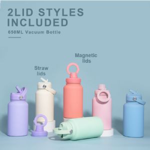 650ml Straw Lid and Magnetic Lid Wide Mouth PotHVB-111-22  Vacuum Bottle