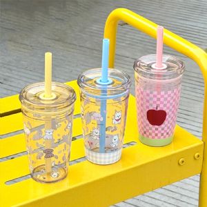 450ml Blue Bottle （Tritan Straw Cup）Printed VersionHLT-1022MP SW Plastic Straw Tumbler