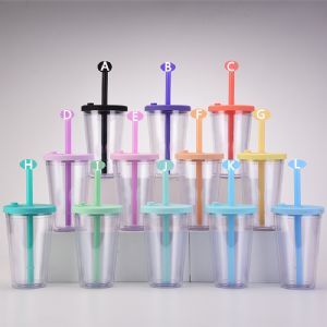 16oz Plastic Large Hole Milk Tea Cup-TransparentHLT-2123 DW Plastic Tumbler