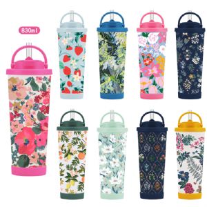 830mL Printed Double-drink Milk Tea in a Steel CupHVT-038DP Vacuum Tumbler