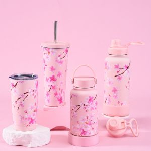 Pink Cherry Blossom Set Stainless Steel Vacuum BottlePink Cherry Blossom