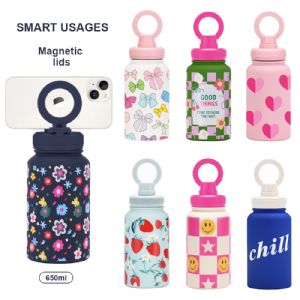 650ml  Printed Magentic Lid Wide Mouth CupHVB-109P-22  Vacuum Bottle