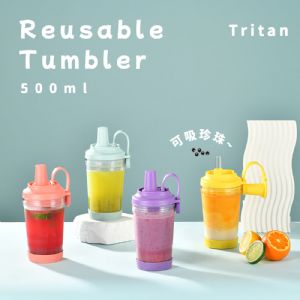 500ml Tritan Straw TumblerHLT-1026D Plastic Tumbler