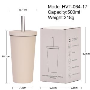 500ml Milk Tea Steel Cup-Large HoleHVT-064-17 Vacuum Tumbler