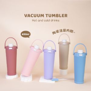 830ml Ceremic Coating Milk Tea Steel Cup with Bouncy Lid and Contrasting ColorsHVT-067CD A-29