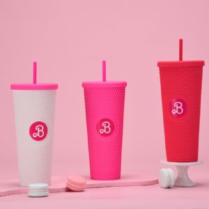 710ml Durian Straw Cup with Bow TieHLT-2096P1 DW Plastic Tumbler